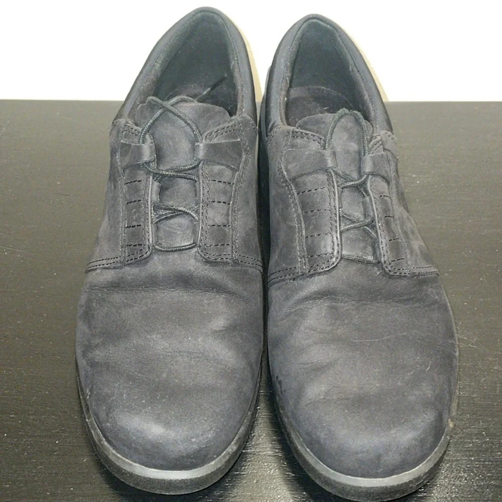 Clarks 38277 Black Nubuck Leather Womens Lace Up Oxford Walking Shoe Sz‎ 9.5 M
